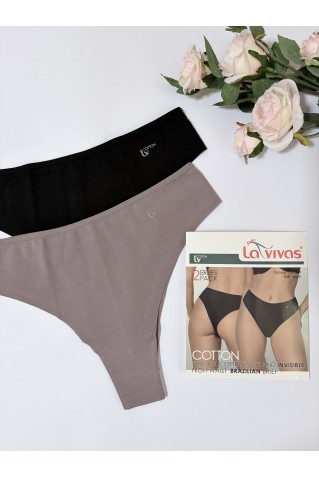 Женские трусики бразилиана из хлопка бесшовные La Vivas 20346